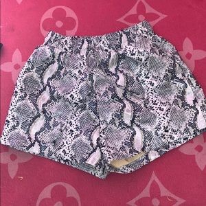 Snake skin leather shorts
